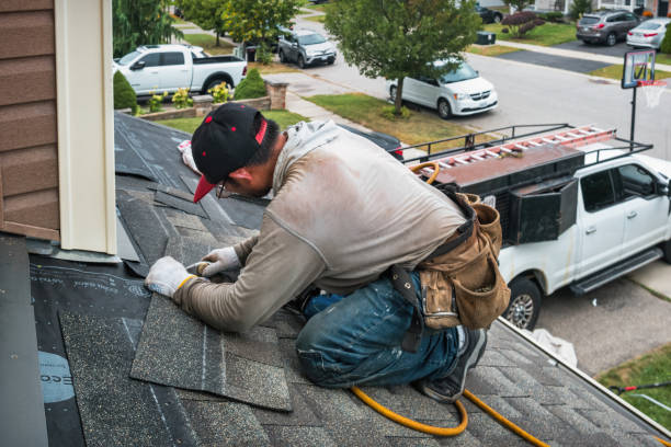 Professional Storm Damage Roof Repair technician working in Woodside, CA